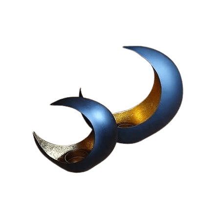 IRON MOON T-LIGHT HOLDER (BLACK & GOLD) SET OF 2